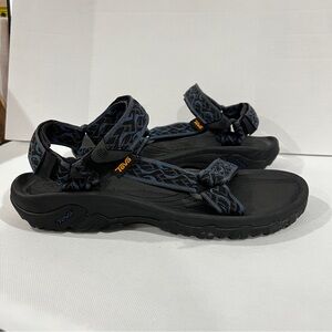 Teva Men's Hurricane 4 Outdoor Sandals Black Navy Blue Aztec Print Band Size 11